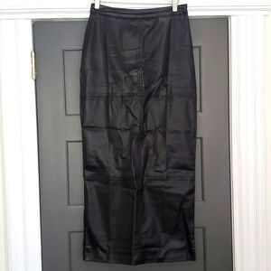 Black High-waisted A Line Faux Leather Maxi Skirt